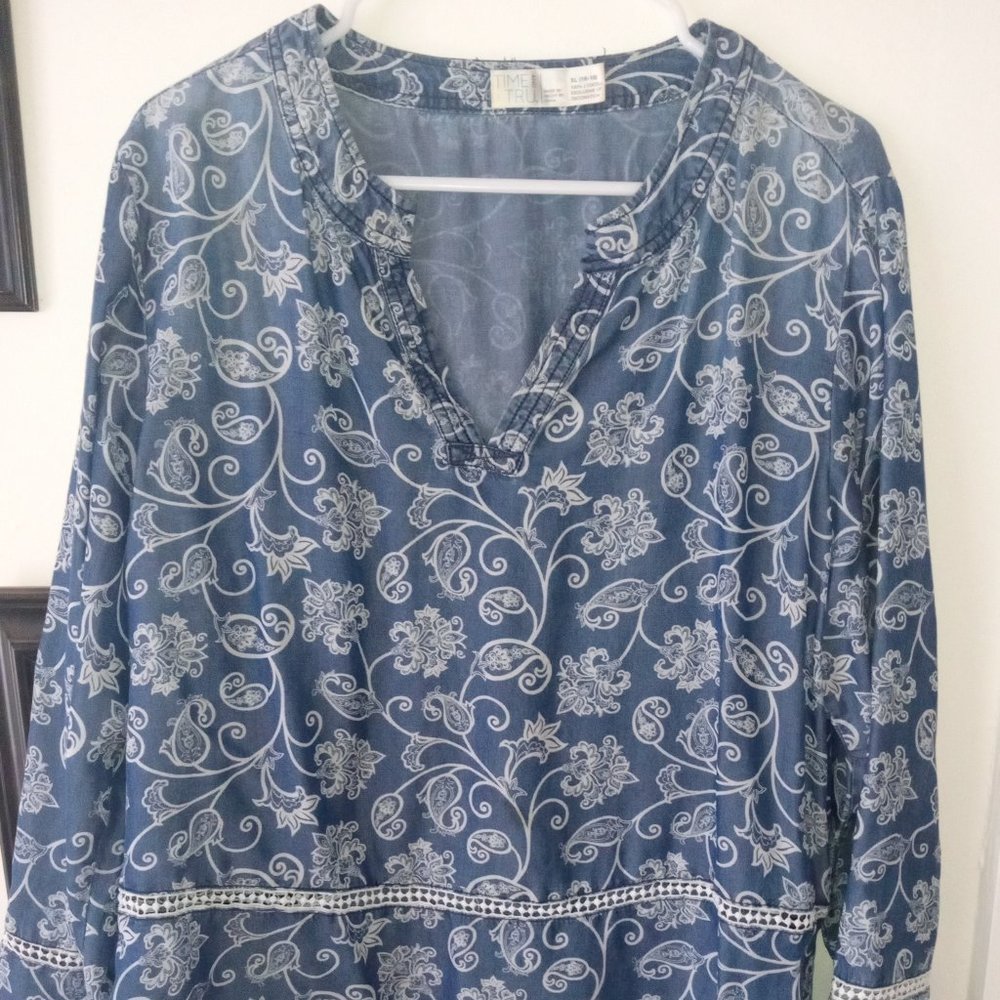 Beautiful Boho Denim Print Top